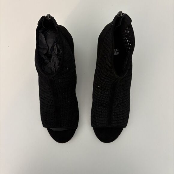 Ankle Bootie 7.5 Black Peep Toe Eileen Fisher Luxury Classic Mob Wives - Picture 5 of 9